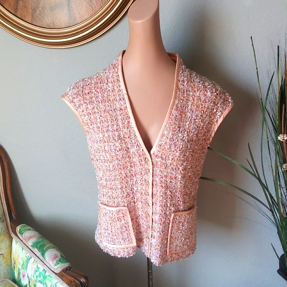 St John Evening Muti Peach Jacket Vest. Size 6